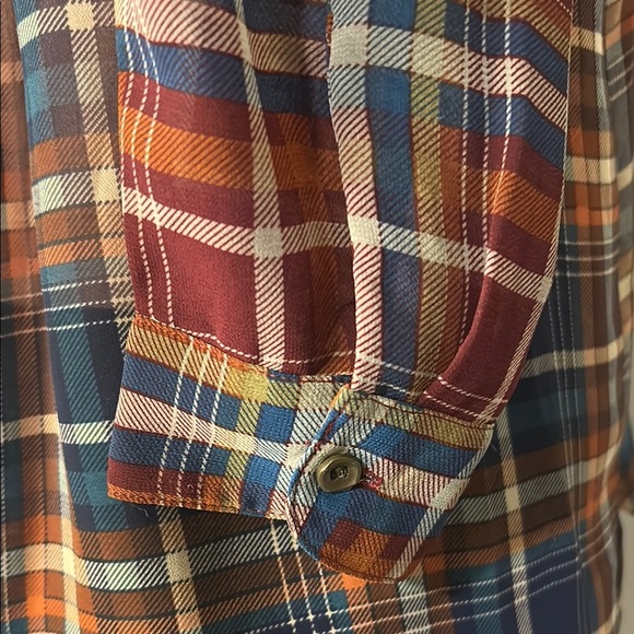 Anthropologie Maeve Semi  Sheer Plaid Button Down Blouse Long Sleeved Sz S - Picture 13 of 15